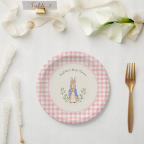 Classic Storybook Rabbit Gingham Baby Shower Paper Plates