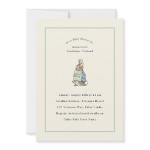 Classic Storybook Rabbit Gingham Vintage Baby Invitation