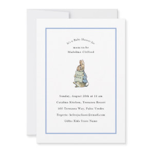 Classic Storybook Rabbit Gingham Vintage Baby Invitation