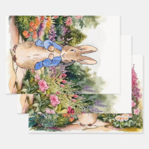 Classic Storybook Rabbit in his garden Wrapping Paper Sheets
