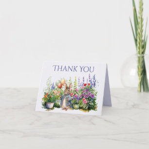 Classic Storybook Rabbit in the garden Thank you Card