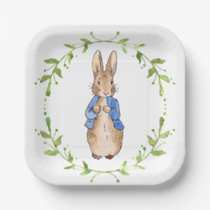 Classic Storybook Rabbit leafy wreath Paper Plates