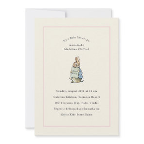 Classic Storybook Rabbit Pink Vintage Baby Shower Invitation