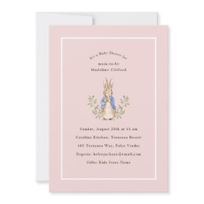 Classic Storybook Rabbit Pink Vintage Baby Shower Invitation