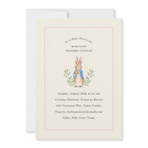 Classic Storybook Rabbit Pink Vintage Baby Shower Invitation