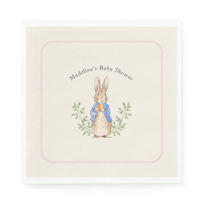 Classic Storybook Rabbit Pink Vintage Baby Shower Napkins