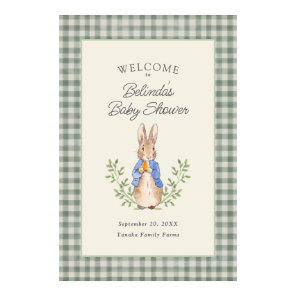 Classic Storybook Rabbit Sage Baby Shower Welcome Poster