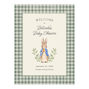 Classic Storybook Rabbit Sage Baby Shower Welcome Poster