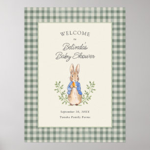Classic Storybook Rabbit Sage Baby Shower Welcome Poster