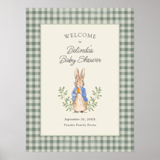 Classic Storybook Rabbit Sage Baby Shower Welcome Poster