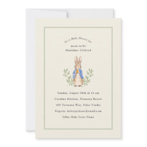 Classic Storybook Rabbit Sage Vintage Baby Shower Invitation