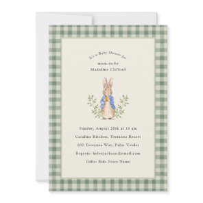 Classic Storybook Rabbit Sage Vintage Baby Shower Invitation