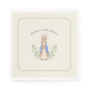 Classic Storybook Rabbit Sage Vintage Baby Shower Napkins