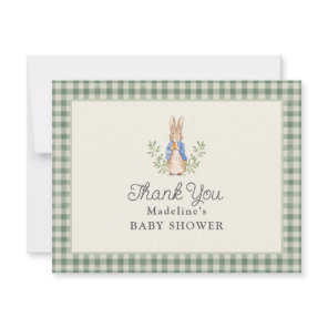 Classic Storybook Rabbit Sage Vintage Baby Shower Thank You Card