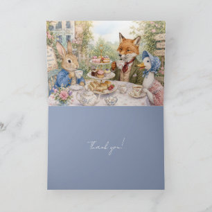 Classic Storybook Tea Gathering Rabbit Fox Duck Thank You Card
