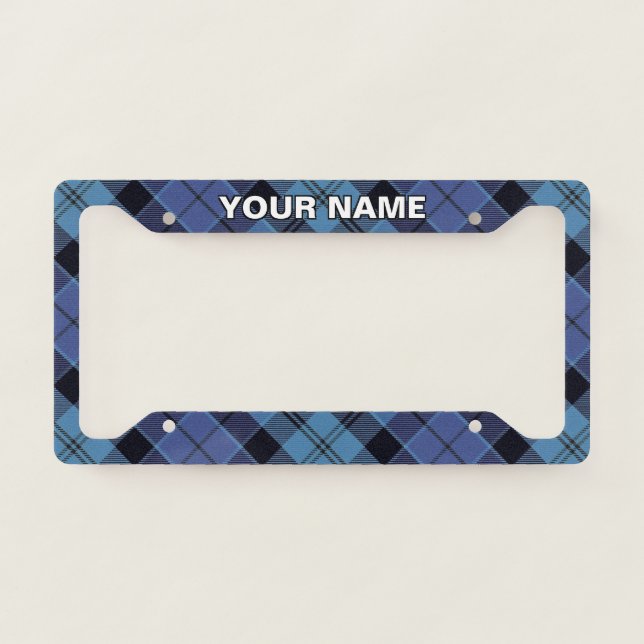 Classic Strathclyde District Blue Tartan Plaid License Plate Frame (Front)