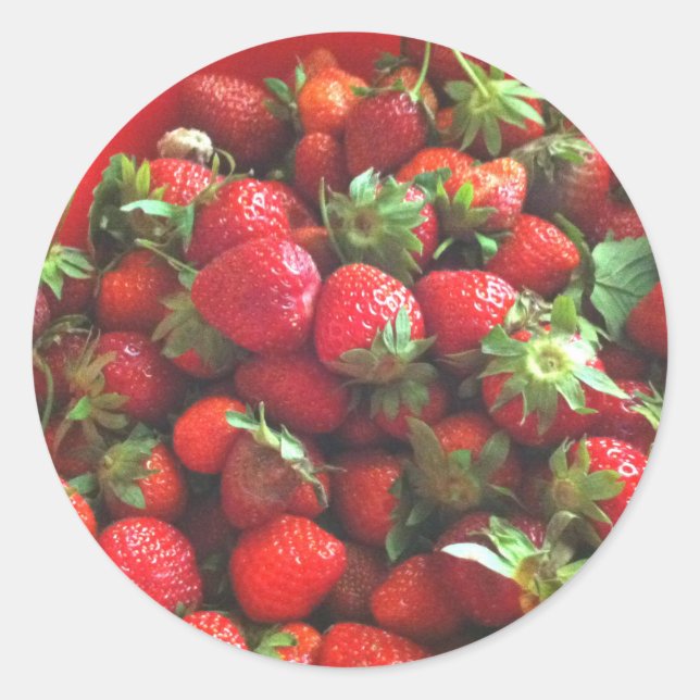 Classic Strawberries Classic Round Sticker (Front)