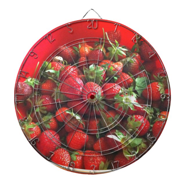 Classic Strawberries Dartboard With Darts (Front)