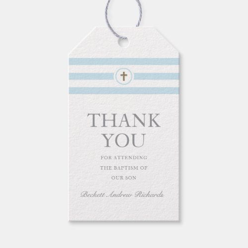 Classic Stripe Baptism Christening Thank You Gift Tags