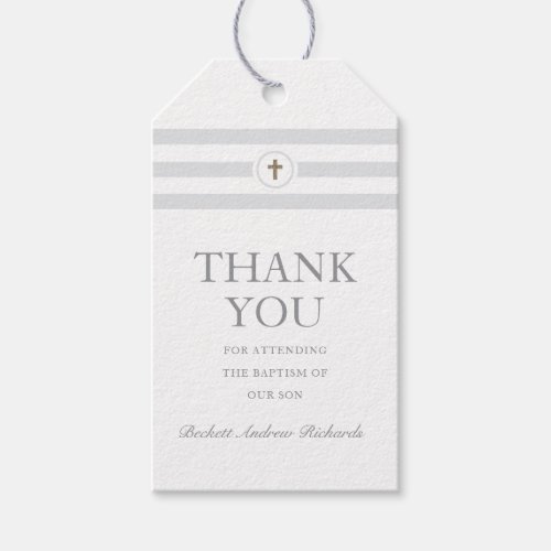 Classic Stripe Baptism Thank You Gift Tags