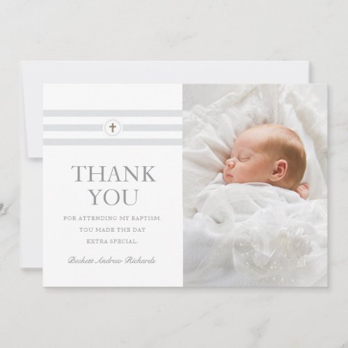 Classic stripe cross photo thank you card