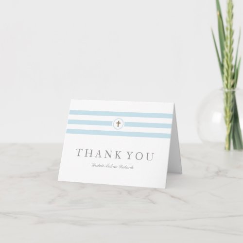 Classic Stripe Gold Foil Cross  Thank You Card