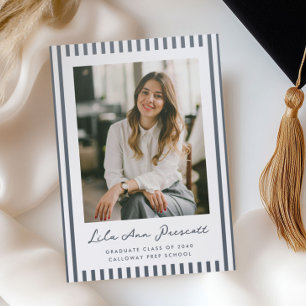 Classic Stripe Graduation Letterpress Photo Cards