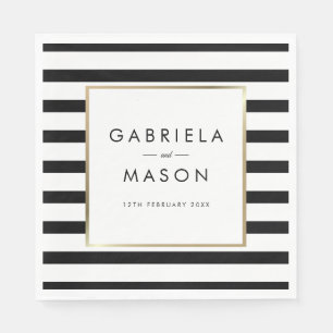 Classic Stripe Wedding    Faux Gold Foil Napkins