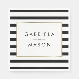 Classic Stripe Wedding    Faux Gold Foil Napkins