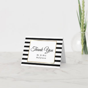 Classic Stripe Wedding   Faux Gold Foil Thank You Card
