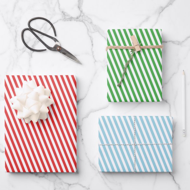 Classic Striped Holiday Occasion  Wrapping Paper Sheets (Front)