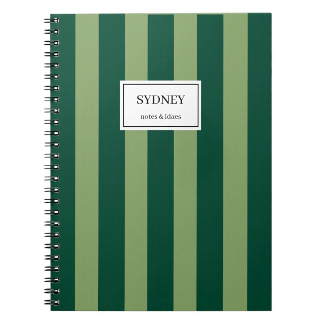 Classic Striped Notebook Custom Name Journal  (Front)