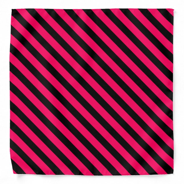 Classic Striped Pattern Black and Pink Stripes Bandana (Front)