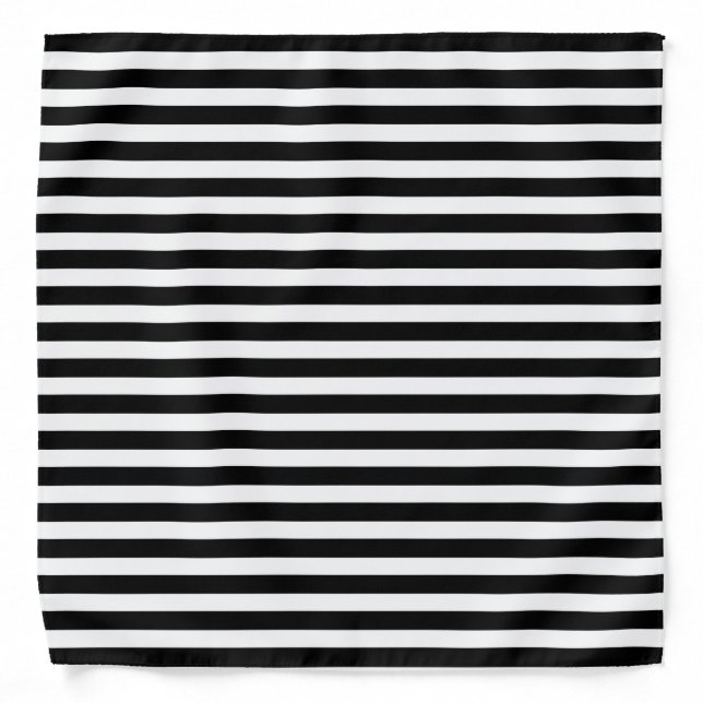 Classic Striped Pattern Black and White Stripes Bandana (Front)