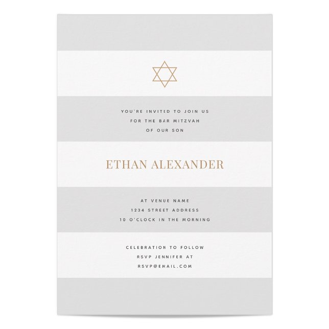 Classic Stripes Bar Mitzvah Invitation (Creator Uploaded)