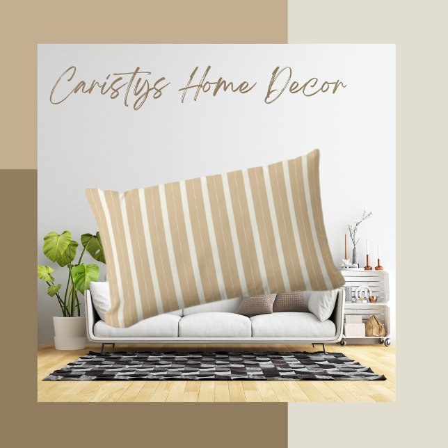 Classic Stripes Beige and Cream  Lumbar Pillow (Creator Uploaded)