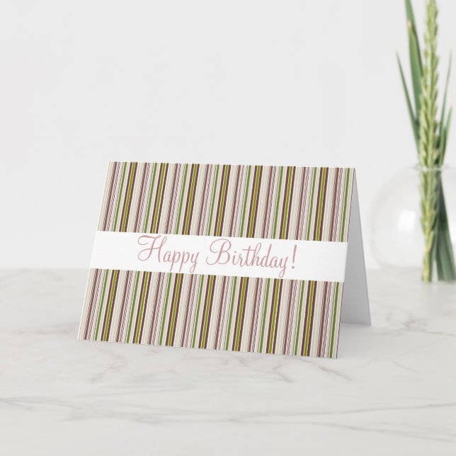 Classic Stripes "Birthday Card" Card (Front)
