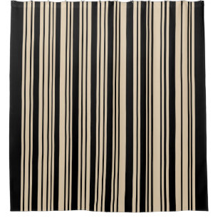Classic Stripes Black and Taupe    Shower Curtain