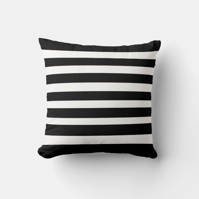 Classic Stripes Black and White Throw Pillow (Front)