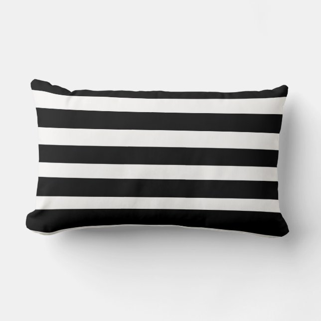 Classic Stripes Black and White Throw Pillow (Front)