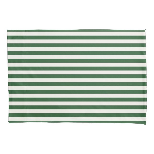 Classic Stripes Deep Green Pillow Case (Front)