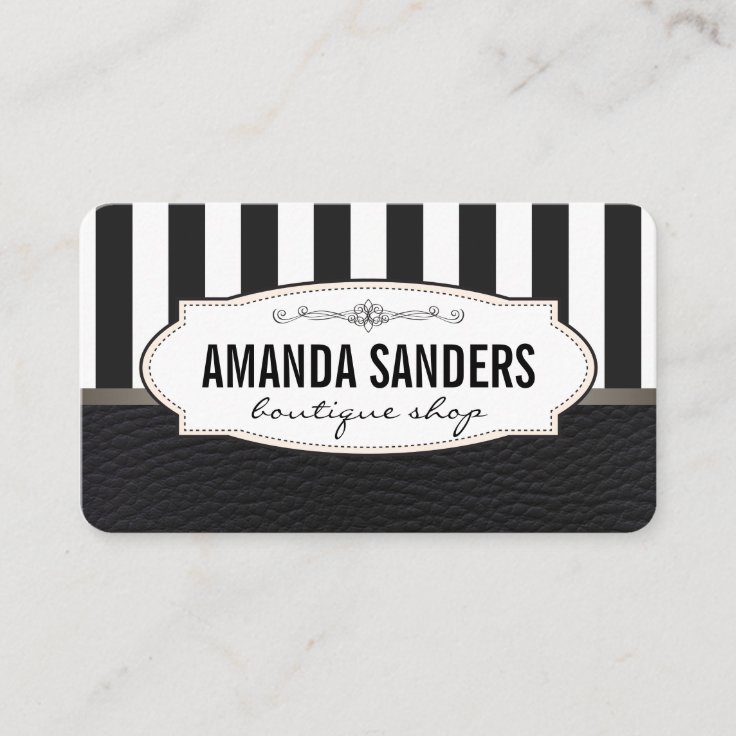 Classic Stripes Faux Leather Business Card Zazzle