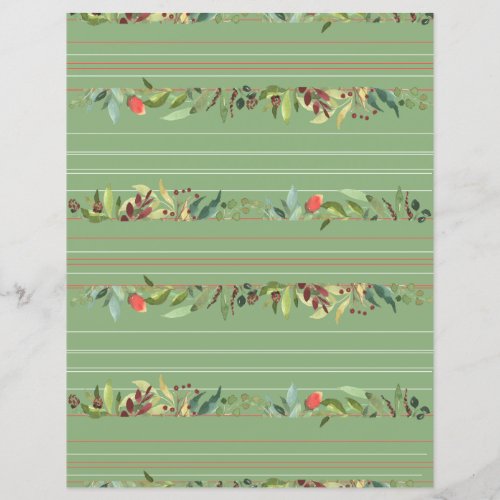 Classic Stripes Flowers and Foliage Paper Sheet