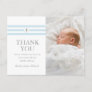 Classic Stripes Gold Cross Photo Baptism Thank You Invitation Postcard