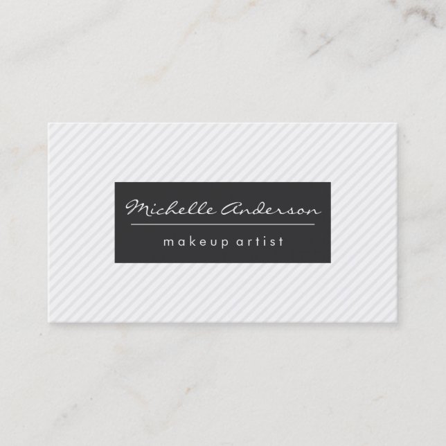 Classic Stripes Gray White Business Card (Front)