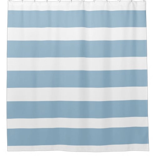 Classic Stripes Light Slate Blue and White  Shower Curtain