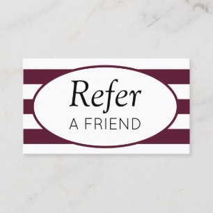 Classic Stripes Maroon Refer a Friend Referral Card