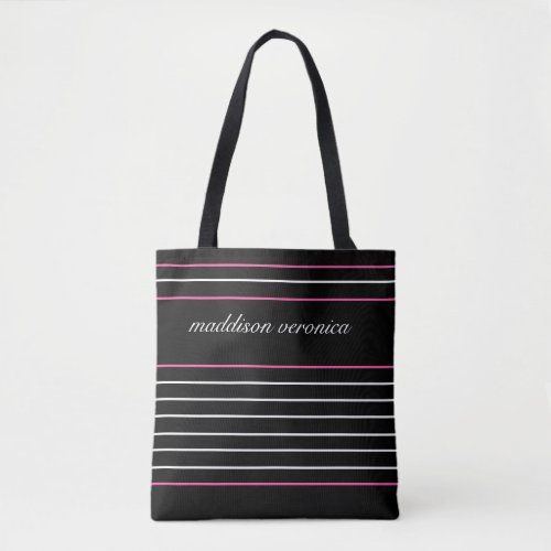 Classic Stripes Monogrammed Tote Bag