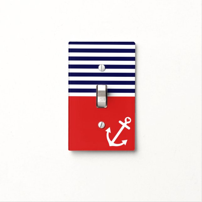 Classic Stripes Nautical Love Light Switch Cover (In Situ)