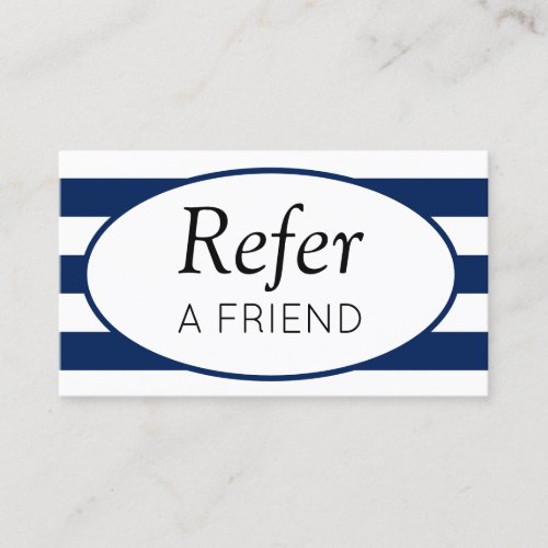 Classic Stripes Navy Refer a Friend Referral Card